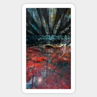 the crimson city in wetland architectural collage Sticker